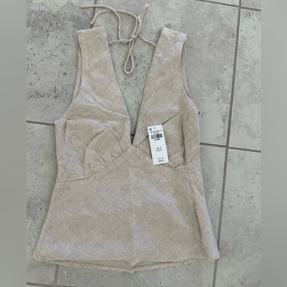 Beige Linen Dress XX Small